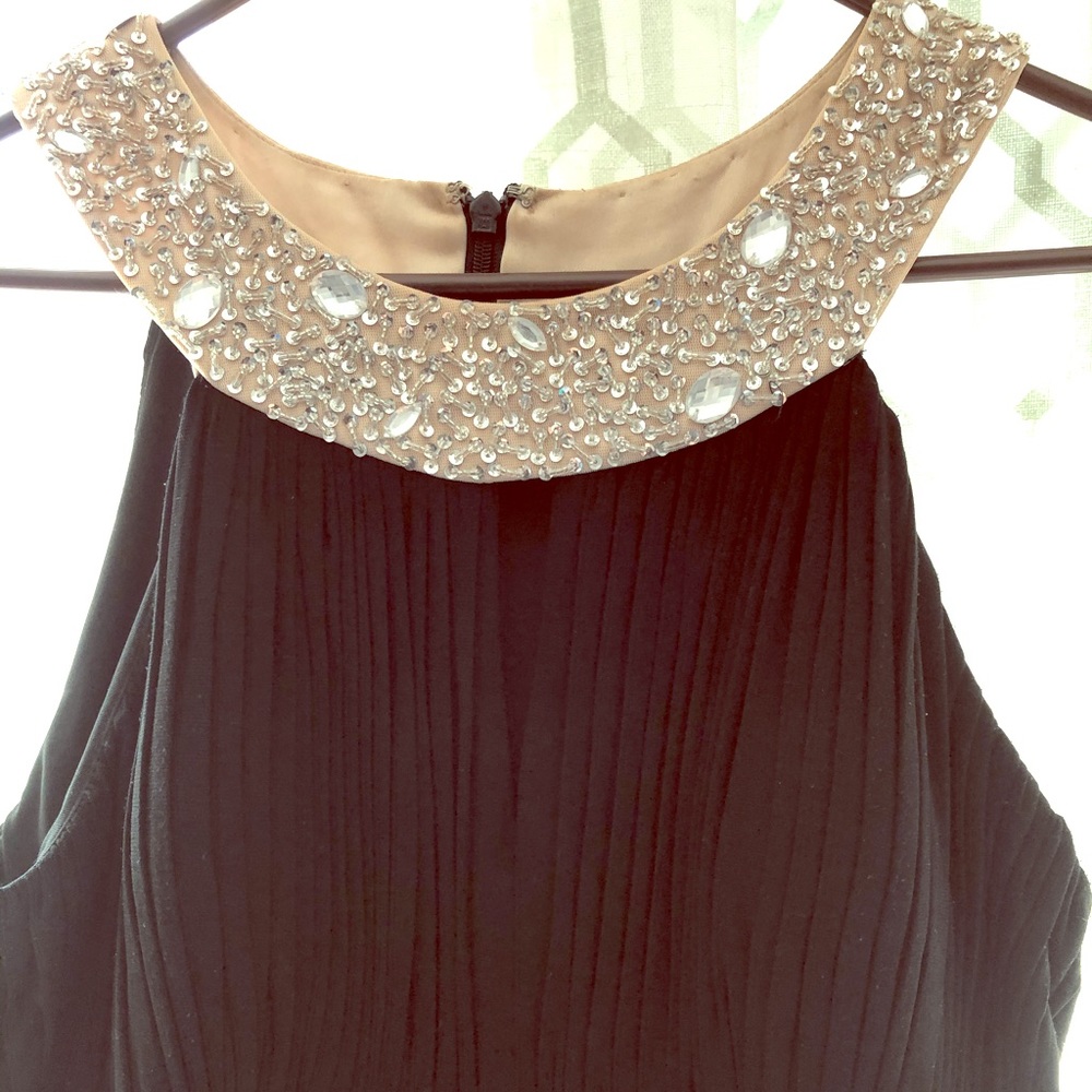 Black with jewel neckline long evening gown!